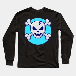 Skull And Crossbone Cartoon Vector Icon Illustration Long Sleeve T-Shirt